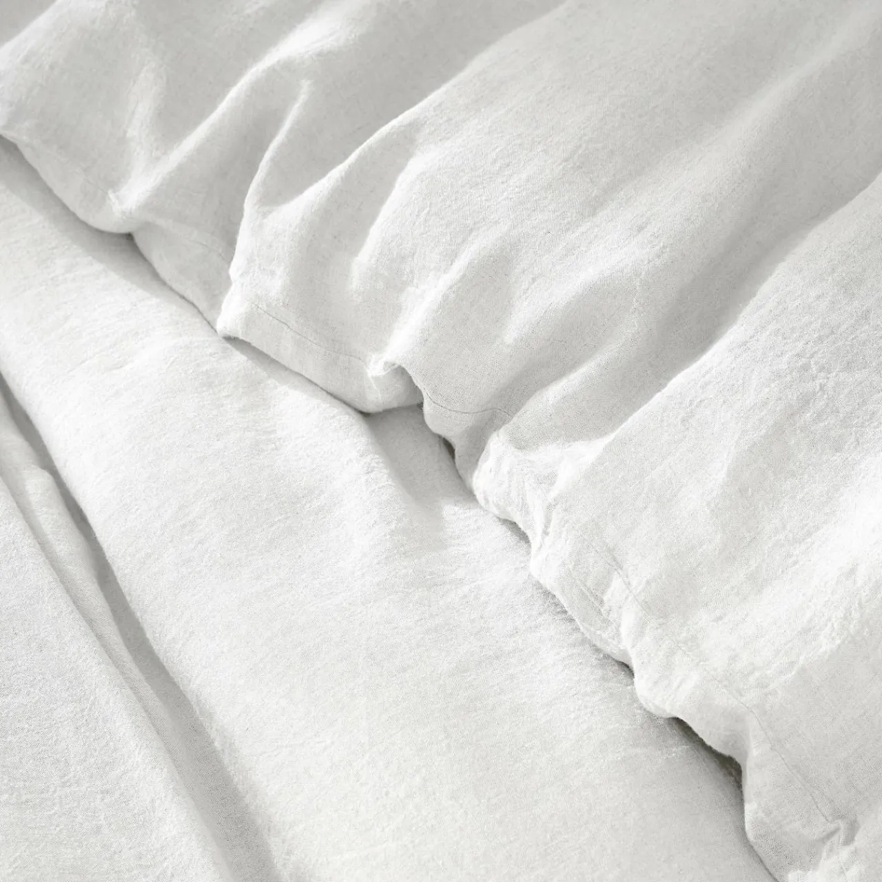 EMINZA Housse de couette lin lavé (260 x 240 cm) Louise he Blanc New