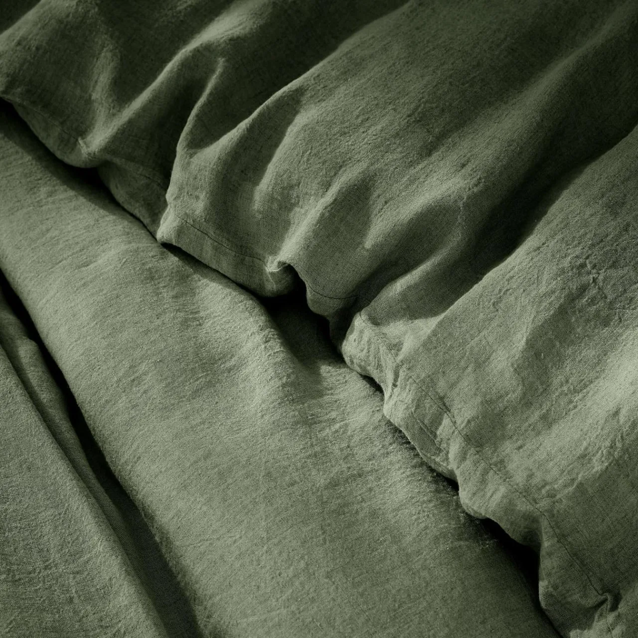 EMINZA Housse de couette lin lavé (240 x 220 cm) Louise Vert romarin Discount