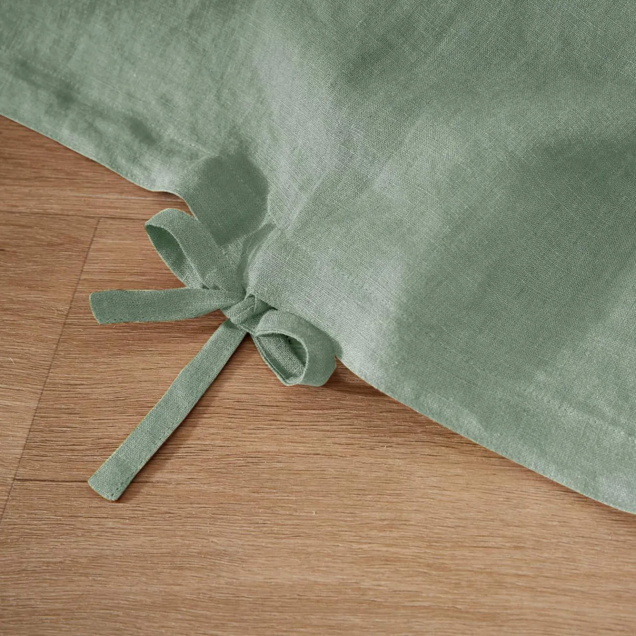 EMINZA Housse de couette lin lavé (260 x 240 cm) Louise Vert Eucalyptus Hot