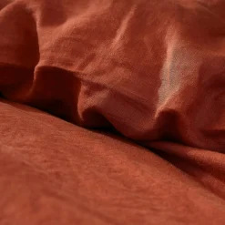 EMINZA Housse de couette lin lavé (240 x 220 cm) Louise Terracotta Best