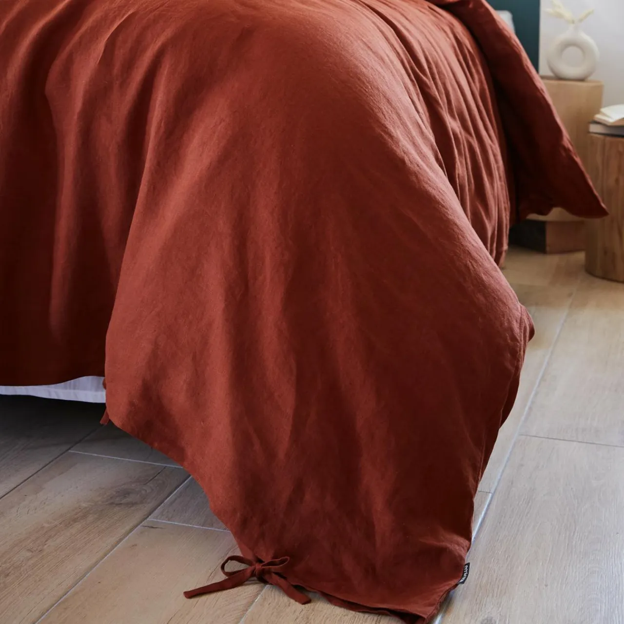 EMINZA Housse de couette lin lavé (240 x 220 cm) Louise Terracotta Best