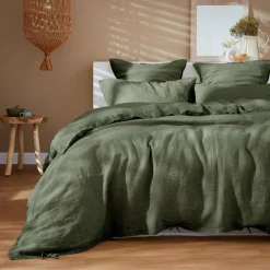 EMINZA Housse de couette lin lavé (260 x 240 cm) Louise Vert romarin Online