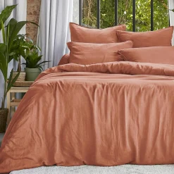 EMINZA Housse de couette lyocell Tencel™ lavé (260 x 240 cm) Olivia Terracotta Best