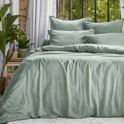 EMINZA Housse de couette lyocell Tencel™ lavé (260 x 240 cm) Olivia Vert Eucalyptus Sale