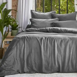 EMINZA Housse de couette lyocell Tencel™ lavé (260 x 240 cm) Olivia granit Gris Sale