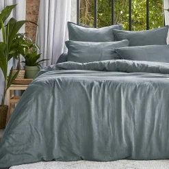 EMINZA Housse de couette lyocell Tencel™ lavé (280 x 240 cm) Olivia stone Bleu Clearance