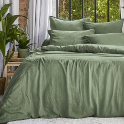 EMINZA Housse de couette lyocell Tencel™ lavé (200 x 200 cm) Olivia Vert romarin New