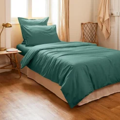EMINZA Housse de couette percale de coton (140 x 200 cm) Cali Bleu canard New