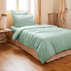 EMINZA Housse de couette percale de coton (140 x 200 cm) Cali Vert Eucalyptus