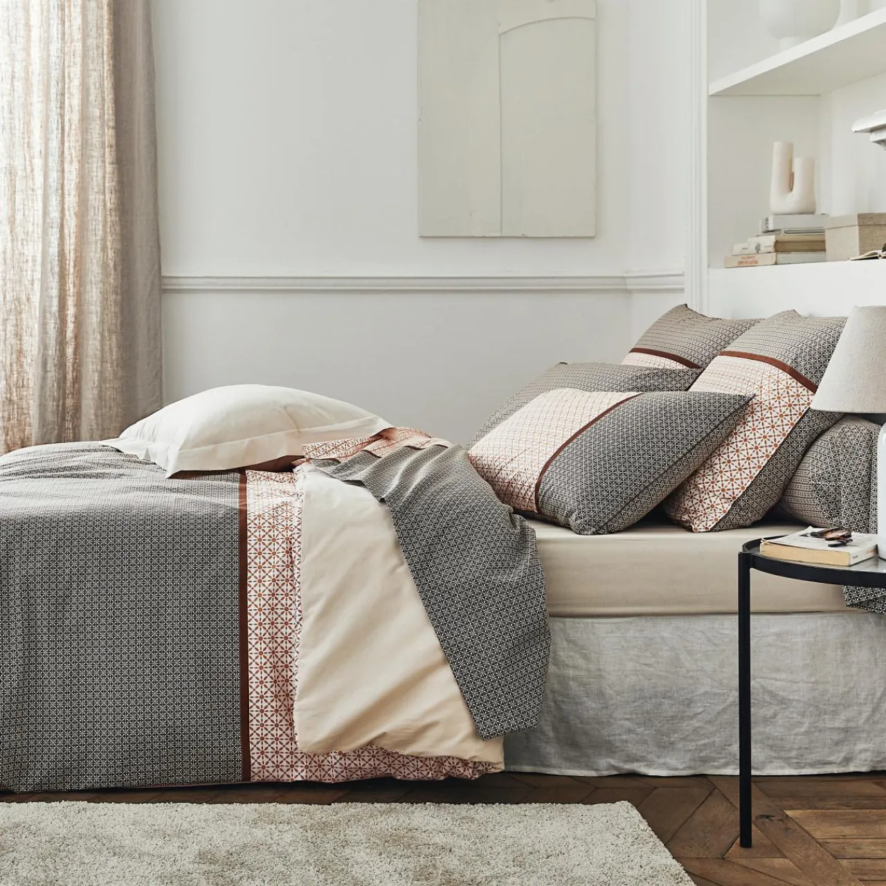 TRADILINGE Housse de couette percale de coton (200 x 200 cm) Gabin Multicolore Discount