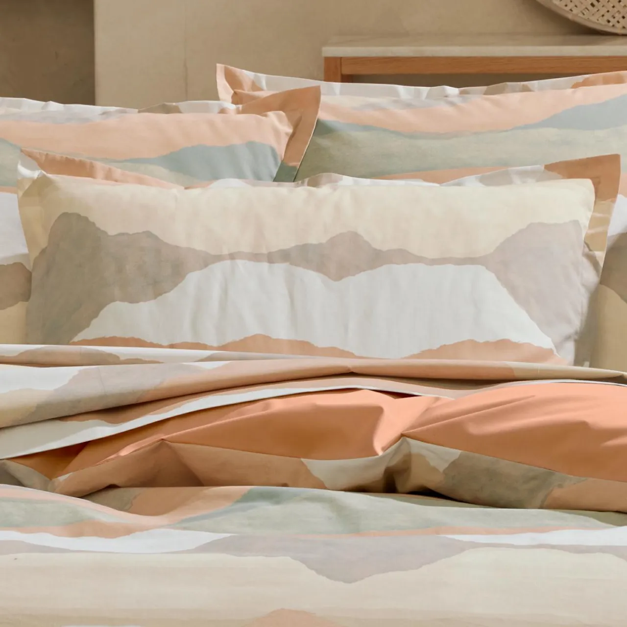 TRADI LINGE Housse de couette percale de coton (280 x 240 cm) Land Craie Beige Online
