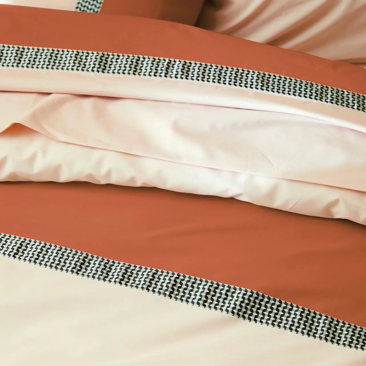 TRADILINGE Housse de couette percale de coton (300 x 240 cm) Macassar Cognac