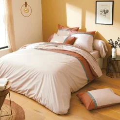 TRADILINGE Housse de couette percale de coton (300 x 240 cm) Macassar Cognac