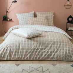 TRADILINGE Housse de couette percale de coton (260 x 240 cm) Max Beige