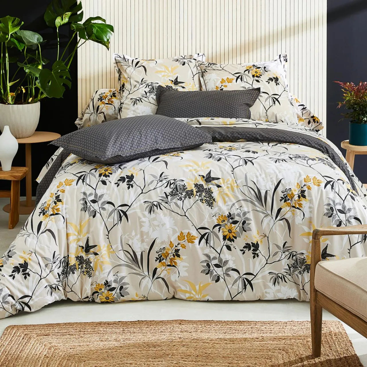 TRADILINGE Housse de couette percale de coton (200 x 200 cm) Asia Beige