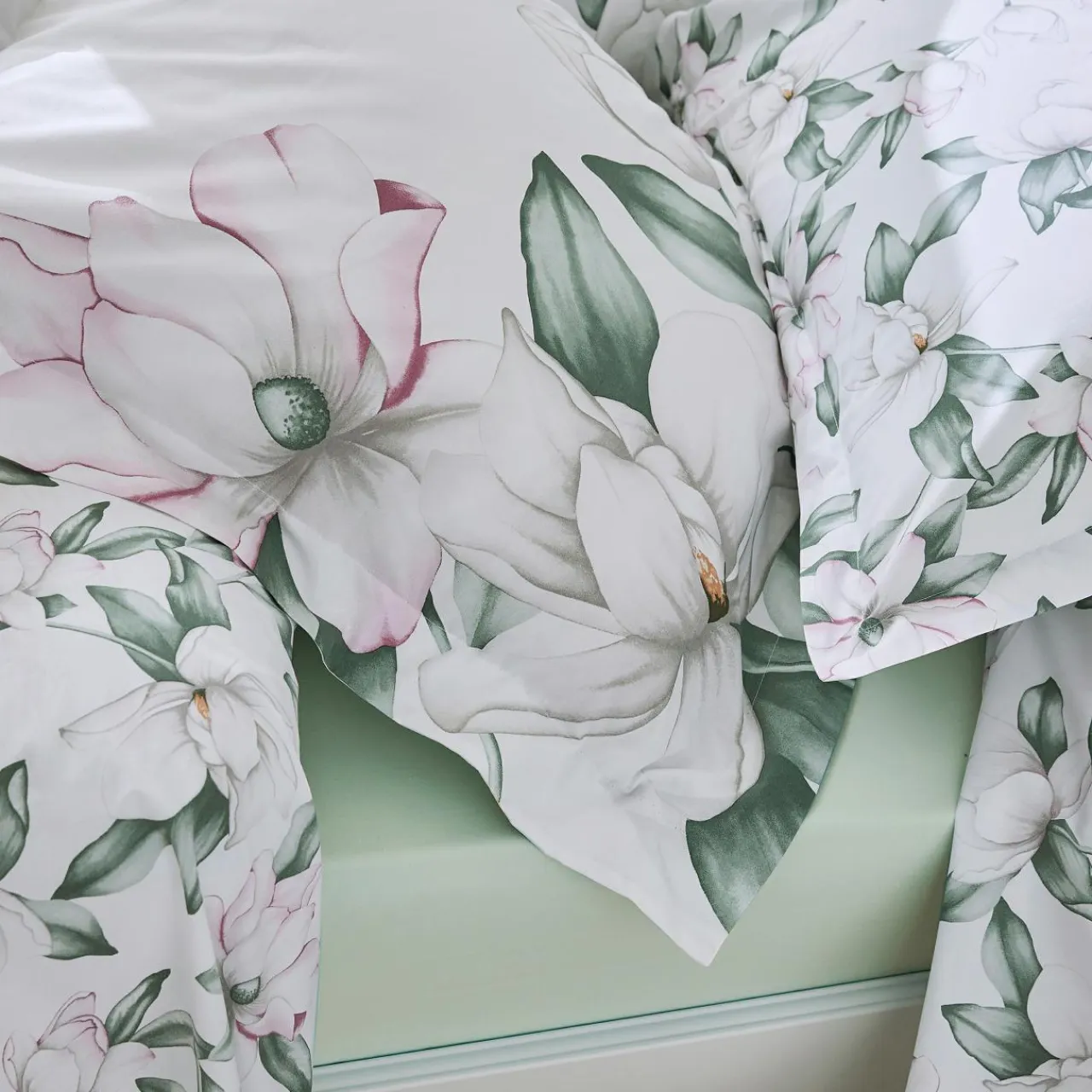 TRADILINGE Housse de couette percale de coton (200 x 200 cm) Magnolia sauge Vert New