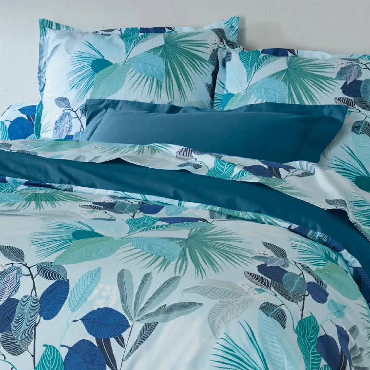 TRADILINGE Housse de couette percale de coton (200 x 200 cm) Moorea e Bleu Outlet