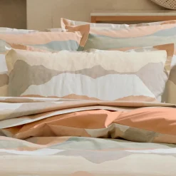 TRADI LINGE Housse de couette percale de coton (140 x 200 cm) Land Craie Beige Discount