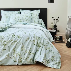 TRADILINGE Housse de couette percale de coton (200 x 200 cm) Eléna Nil e Vert Best