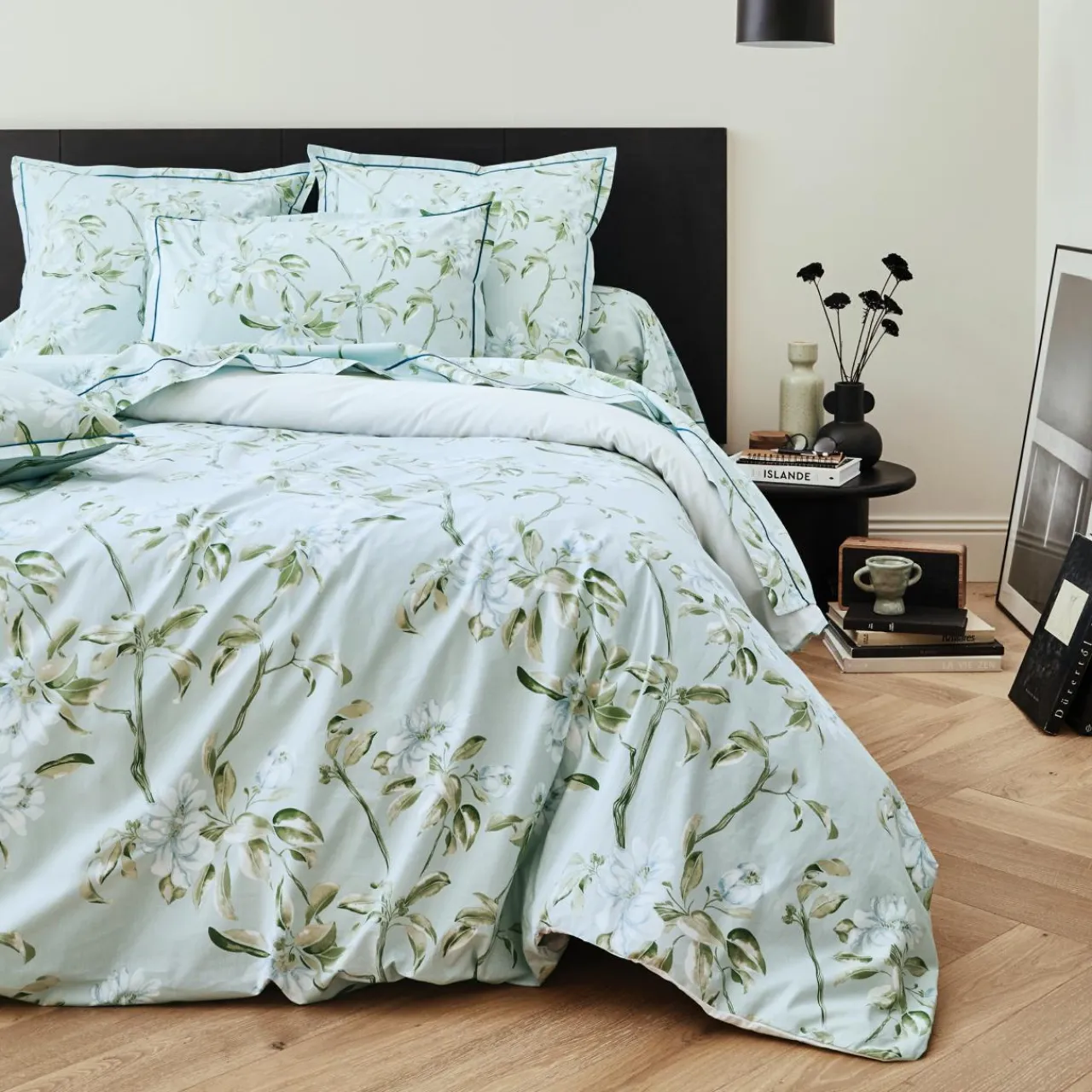 TRADILINGE Housse de couette percale de coton (200 x 200 cm) Eléna Nil e Vert Best