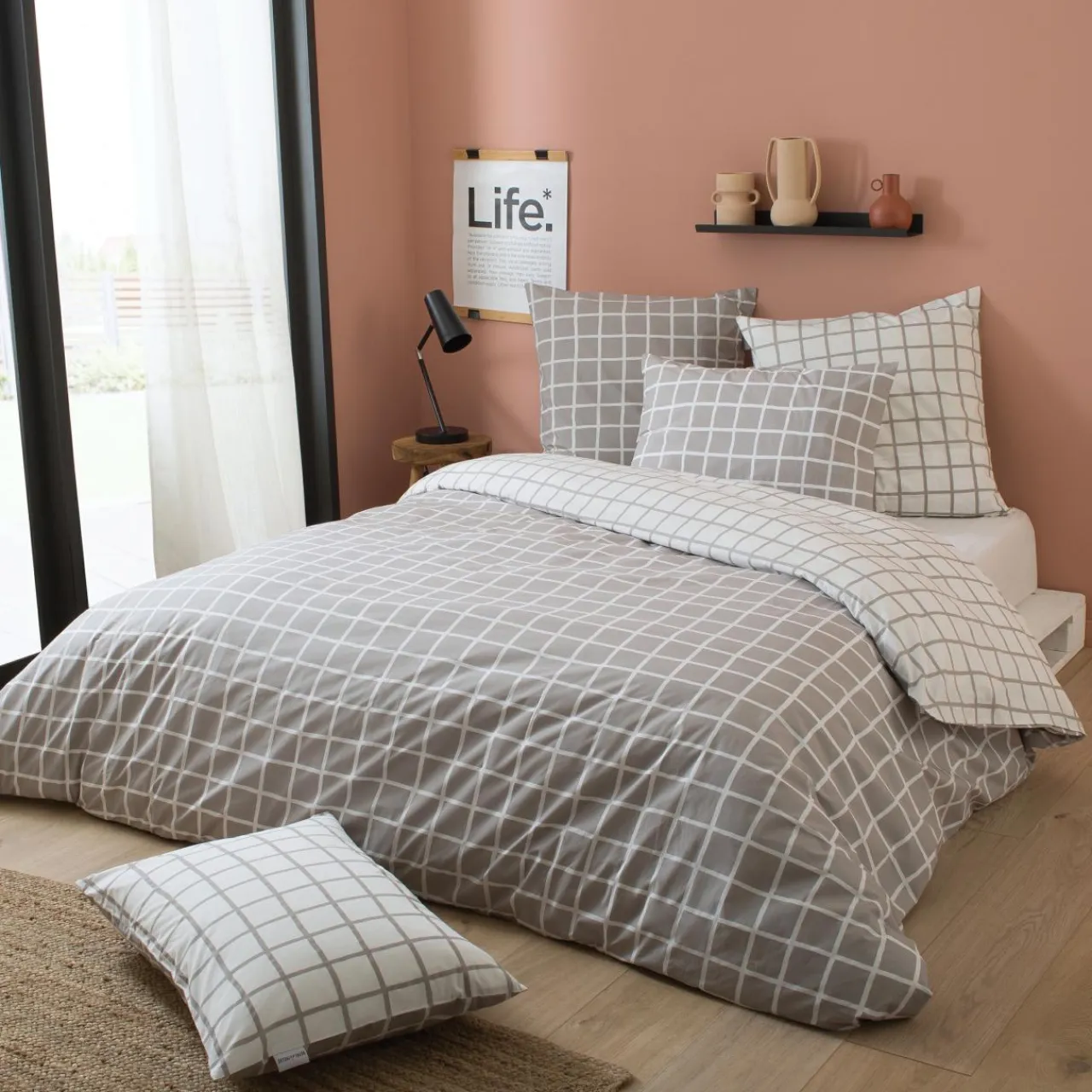 TRADILINGE Housse de couette percale de coton (200 x 200 cm) Max e Gris Hot