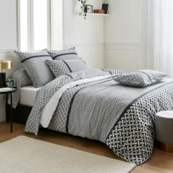 TRADILINGE Housse de couette percale de coton (200 x 200 cm) Riviera e Gris