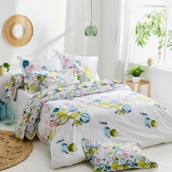 TRADILINGE Housse de couette percale de coton (260 x 240 cm) Nénuphar Aqua Multicolore New