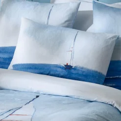 TRADI LINGE Housse de couette percale de coton (260 x 240 cm) Regate e Bleu Best