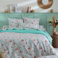 TRADI LINGE Housse de couette percale de coton (260 x 240 cm) Roxane Multicolore Clearance