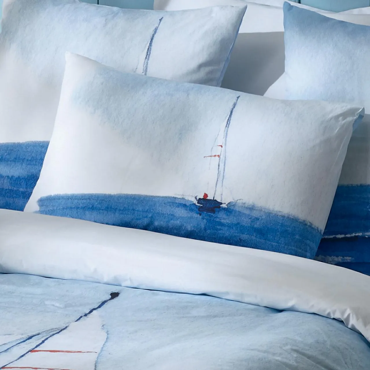 TRADI LINGE Housse de couette percale de coton (300 x 240 cm) Regate e Bleu Clearance