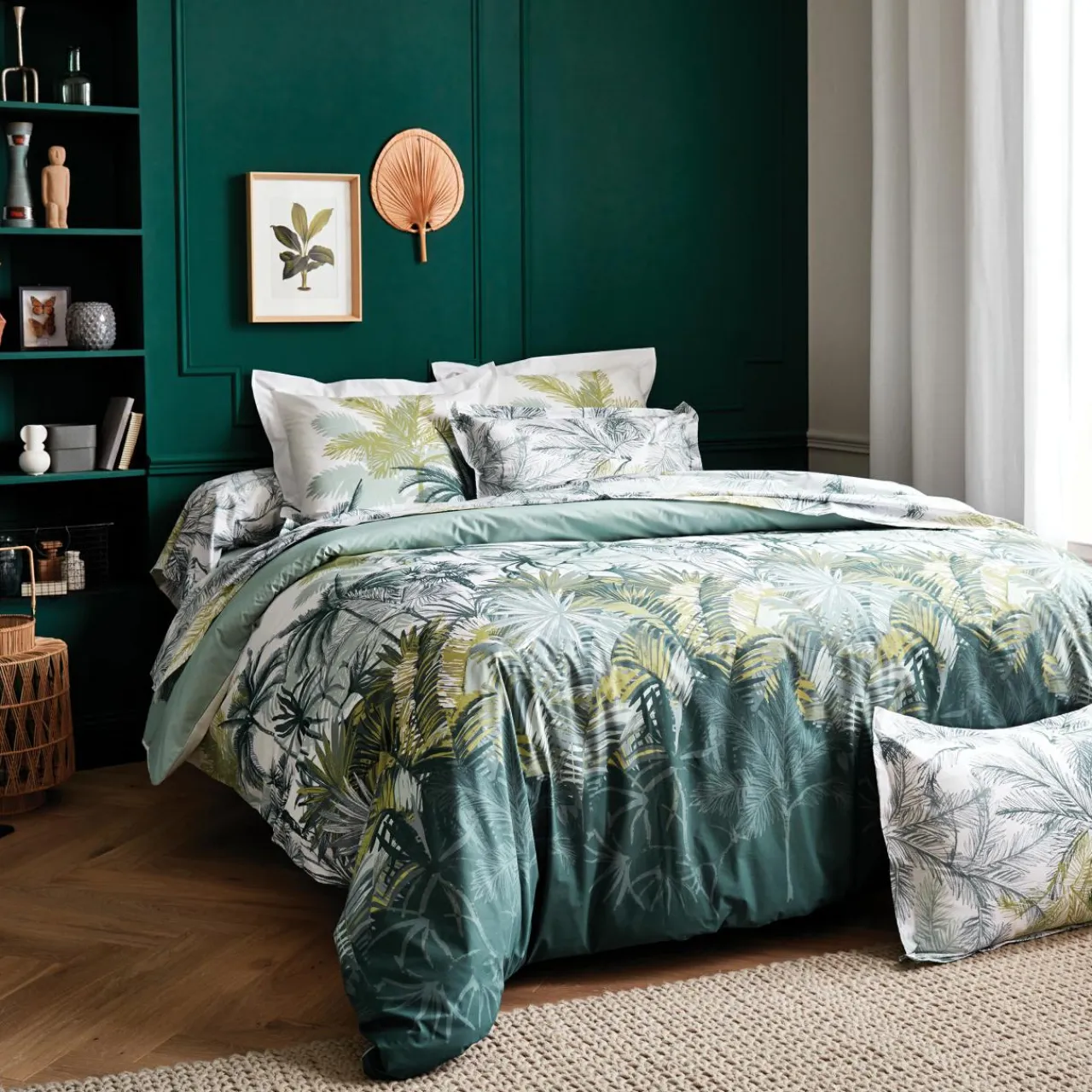 TRADILINGE Housse de couette percale de coton (300 x 240 cm) Trinidad Mousson e Vert Outlet