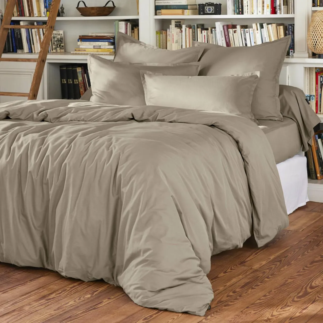 EMINZA Housse de couette percale de coton (280 x 240 cm) Cali Taupe Outlet
