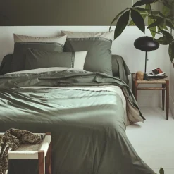 TRADILINGE Housse de couette percale de coton (260 x 240 cm) Noa Vert kaki Discount