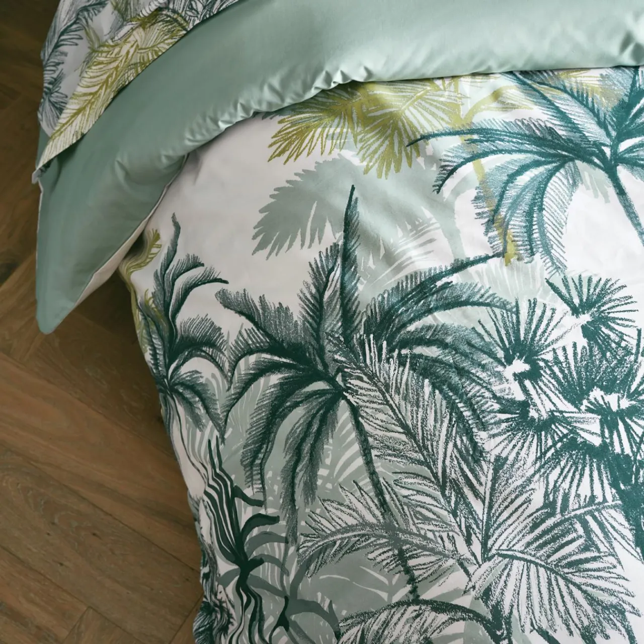 TRADILINGE Housse de couette percale de coton (280 x 240 cm) Trinidad Mousson e Vert Outlet