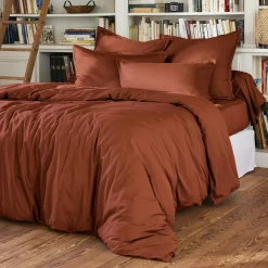 EMINZA Housse de couette percale de coton (240 x 220 cm) Cali Terracotta Hot