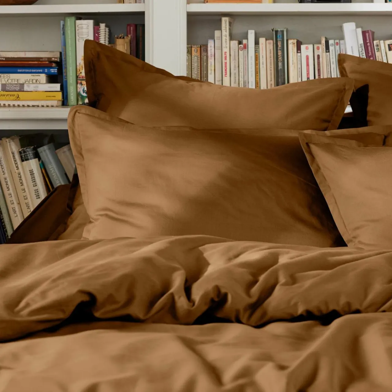EMINZA Housse de couette percale de coton (280 x 240 cm) Cali Camel Hot