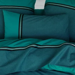 TRADI LINGE Housse de couette percale de coton (240 x 220 cm) Gustav émeraude Vert Best