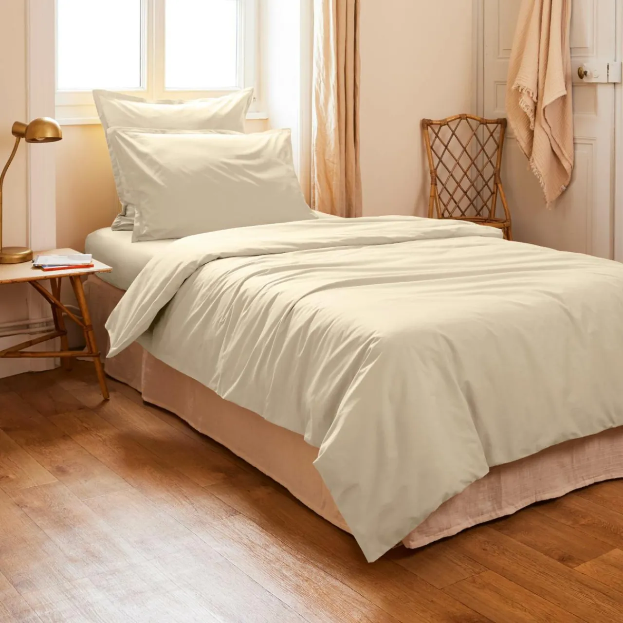 EMINZA Housse de couette percale de coton (140 x 200 cm) Cali Beige Outlet