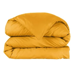 EMINZA Housse de couette percale de coton (260 x 240 cm) Cali Jaune moutarde Outlet
