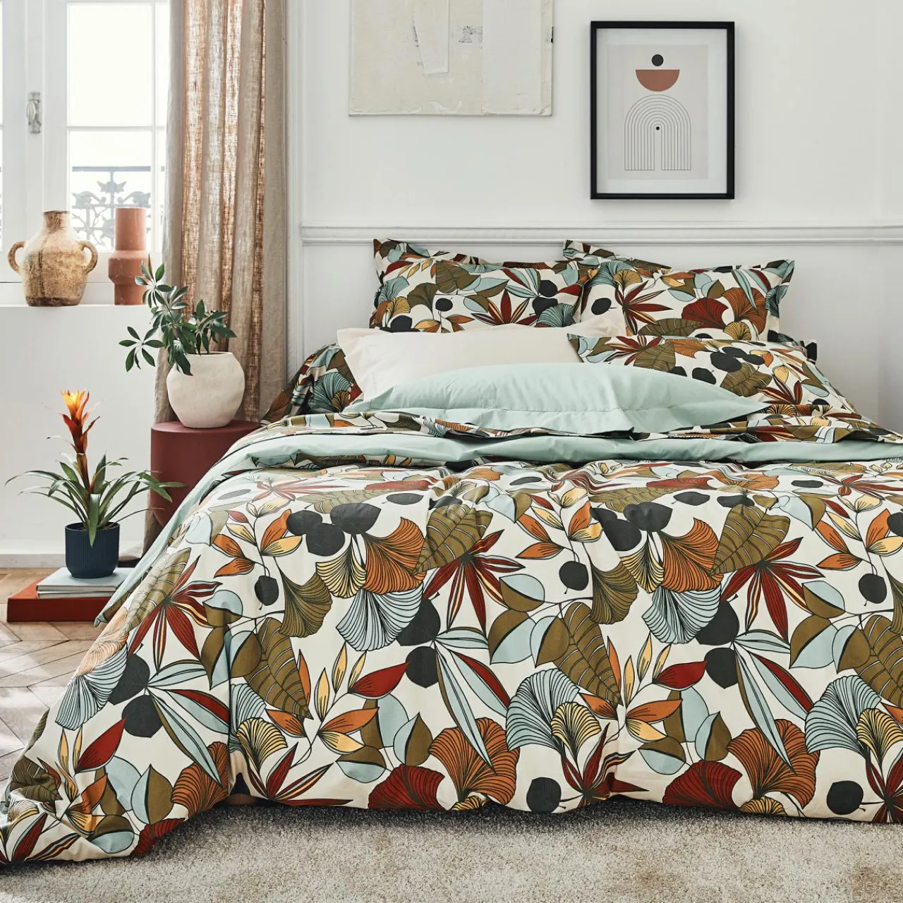 TRADILINGE Housse de couette percale de coton (240 x 220 cm) Cascade Multicolore Hot
