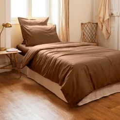 EMINZA Housse de couette percale de coton (140 x 200 cm) Cali Marron Chocolat Online