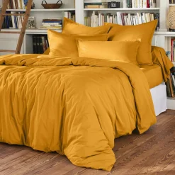 EMINZA Housse de couette percale de coton (200 x 200 cm) Cali Jaune moutarde
