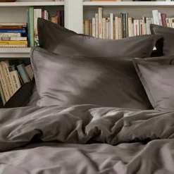 EMINZA Housse de couette percale de coton (140 x 200 cm) Cali Gris Anthracite