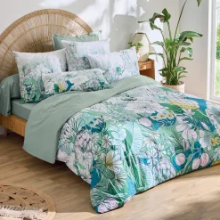 TRADI LINGE Housse de couette percale de coton (140 x 200 cm) Bali e Vert Sale