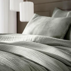 EMINZA Housse de couette quadruple gaze de coton (200 x 200 cm) Victoria x Gaïa Vert romarin Sale