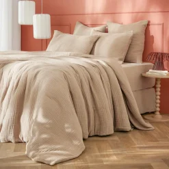 EMINZA Housse de couette quadruple gaze de coton (240 x 220 cm) Victoria x Gaïa Ficelle Sale