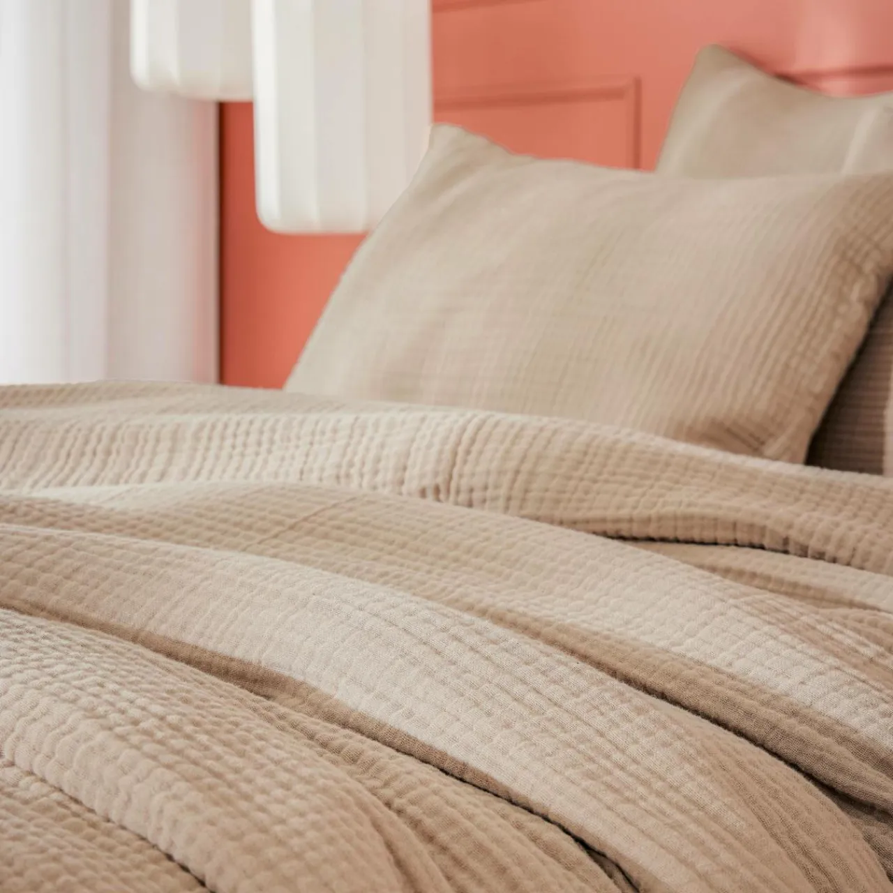 EMINZA Housse de couette quadruple gaze de coton (240 x 220 cm) Victoria x Gaïa Ficelle Sale