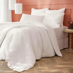 EMINZA Housse de couette quadruple gaze de coton (240 x 220 cm) Victoria x Gaïa chantilly Blanc