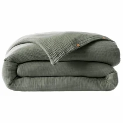 EMINZA Housse de couette quadruple gaze de coton (240 x 220 cm) Victoria x Gaïa Vert romarin Clearance