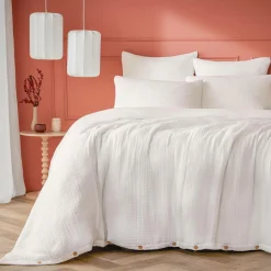 EMINZA Housse de couette quadruple gaze de coton (260 x 240 cm) Victoria x Gaïa chantilly Blanc Outlet